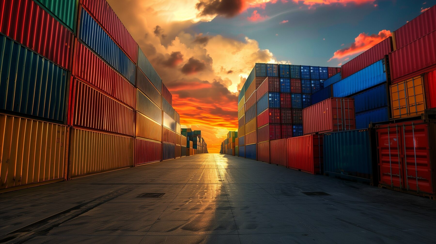 Freight containers waiting for customs clearance at a port of entry